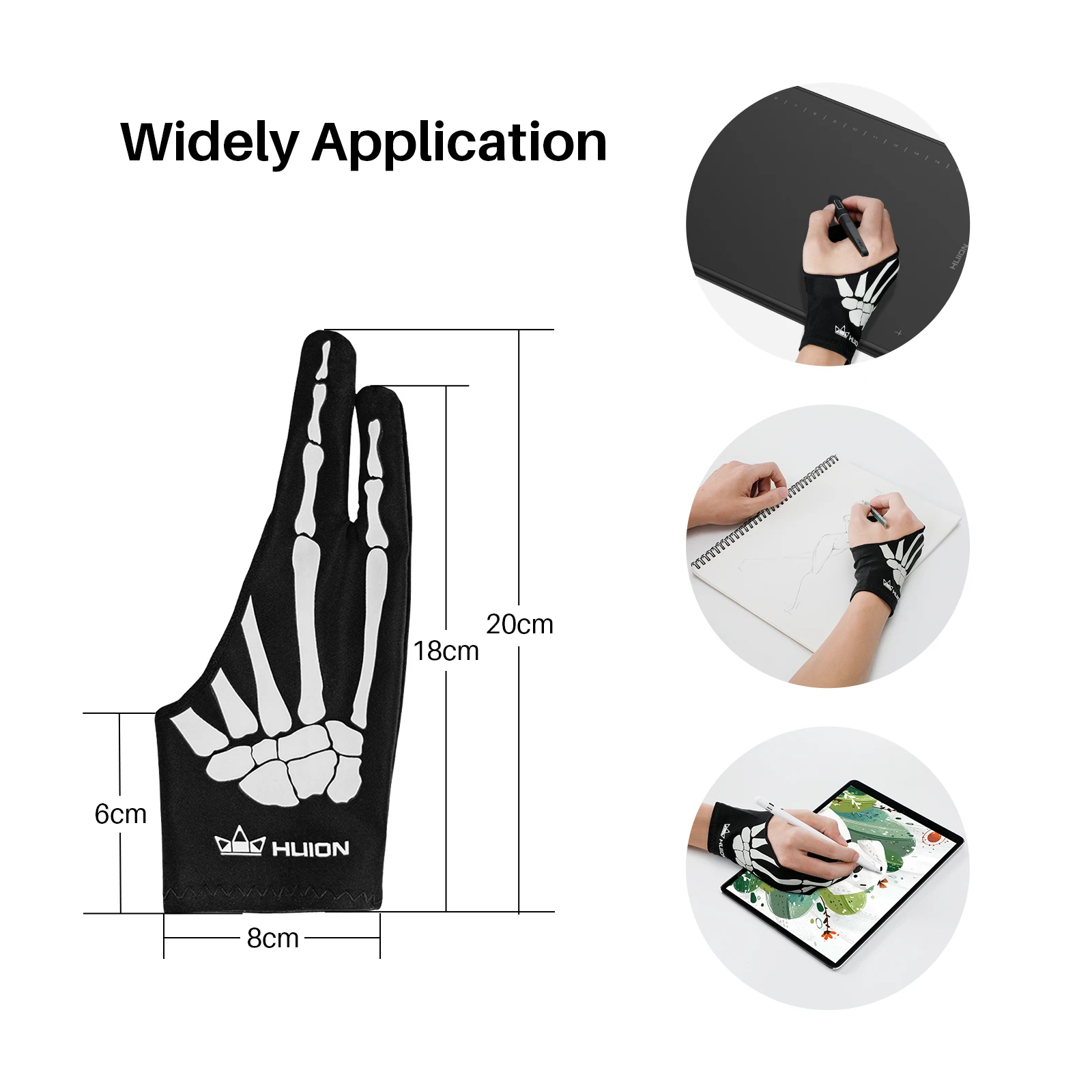 Huion Anti-fouling Drawing Glove for Graphics Tablet Pen Monitor Digital Drawing Tablet Light Box Tracing Board Free Size 1 PC