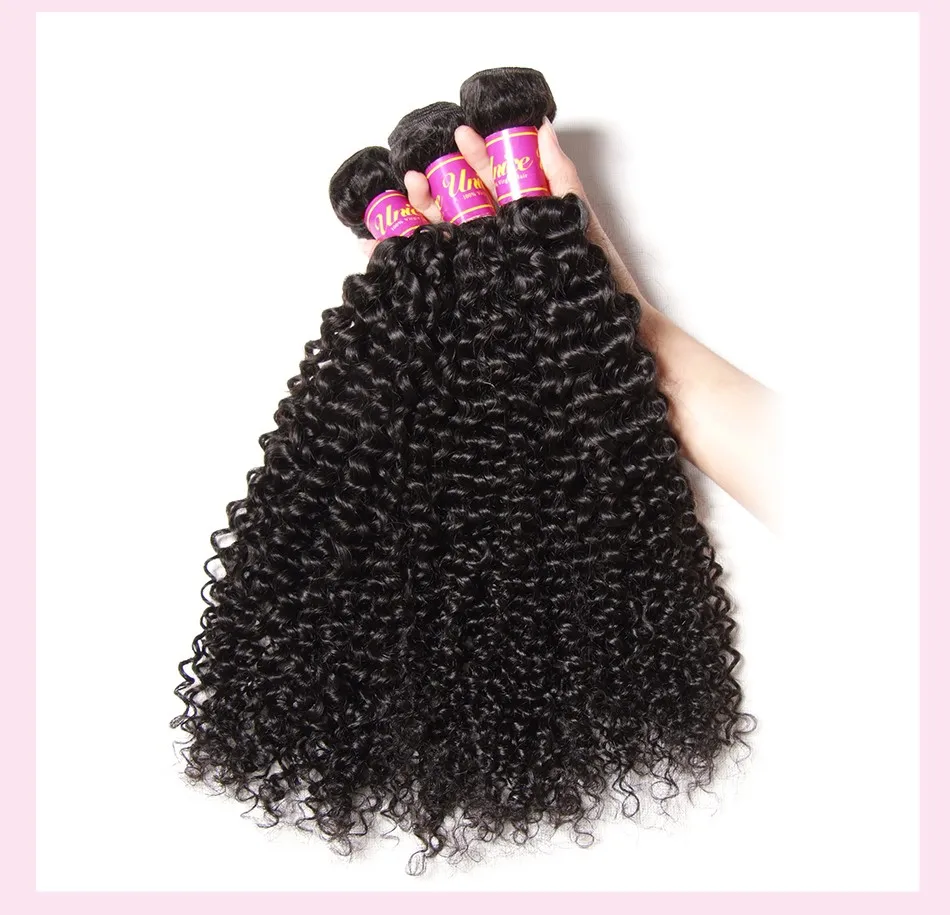 Unice Hair Peruvian Curly Hair Bundles 1/3Pcs 12A Grade 100% Human Hair Extensions 8"-26" Human Hair Weave Bundles Natural Color