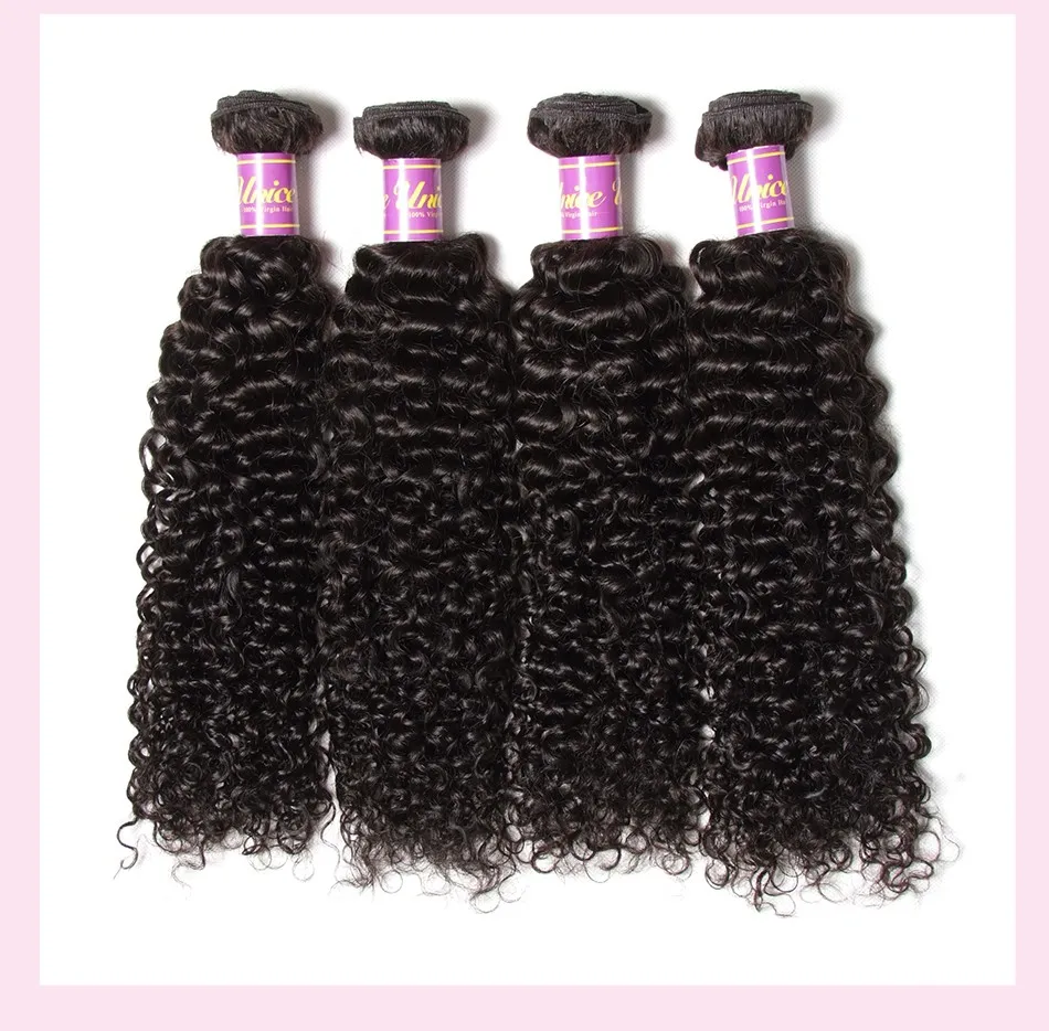 Unice Hair Peruvian Curly Hair Bundles 1/3Pcs 12A Grade 100% Human Hair Extensions 8"-26" Human Hair Weave Bundles Natural Color