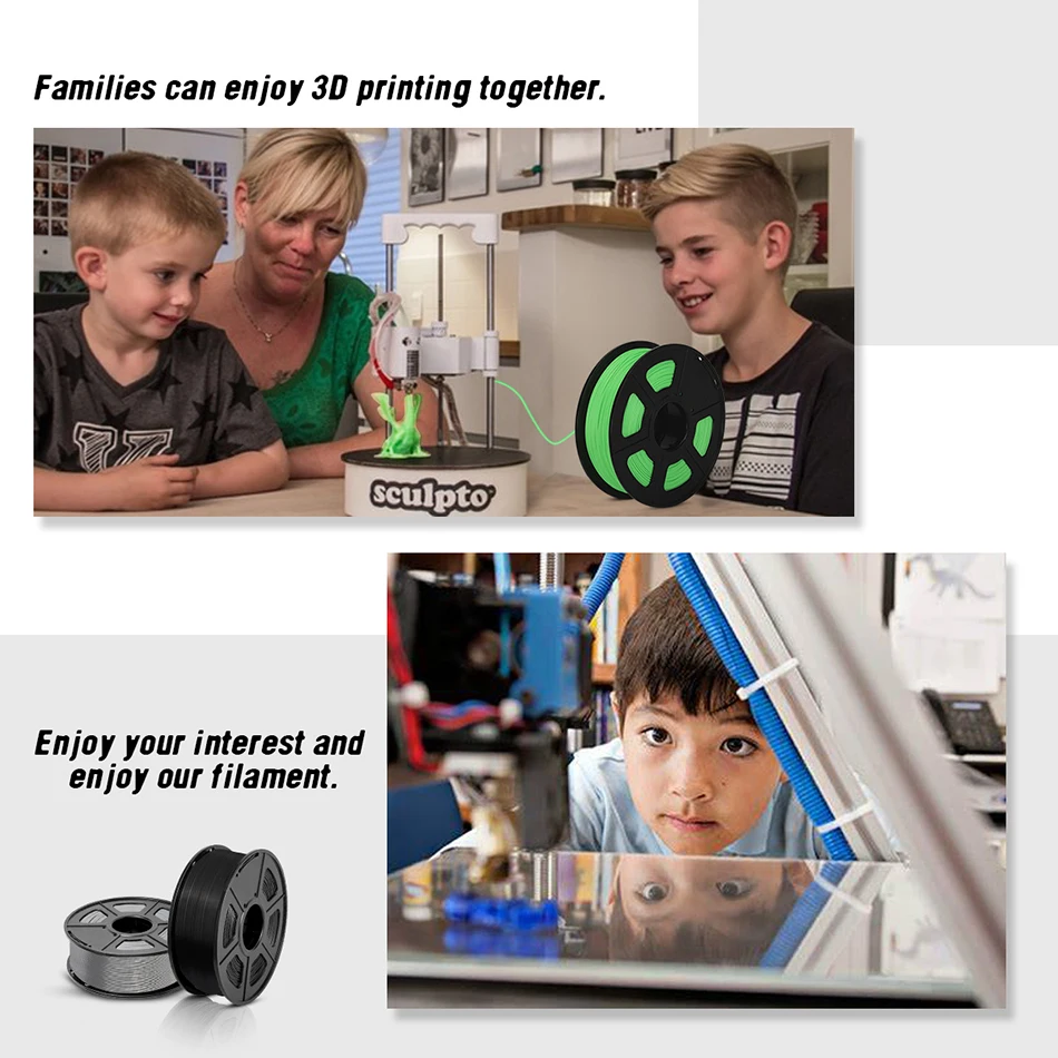 SUNLU PETG 1KG 3D Filament 1.75MM 5Rolls Arranged Neatly No Knots No Bubble Bright Color Exo-Friendly Good Toughness