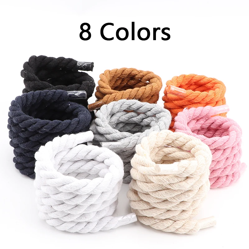 Round Shoelaces Quality Colorful 1CM Thicker Cotton Shoelace Running Sneakers Laces 1Pair 100/120/140CM Boots Shoe laces Shoes