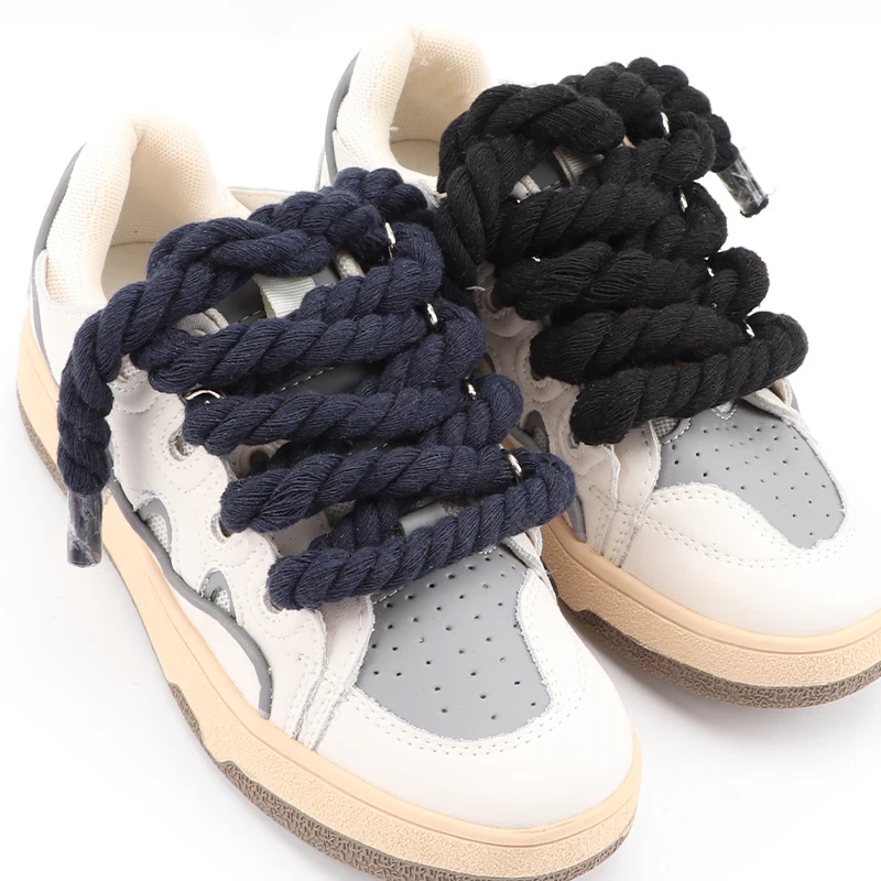Round Shoelaces Quality Colorful 1CM Thicker Cotton Shoelace Running Sneakers Laces 1Pair 100/120/140CM Boots Shoe laces Shoes