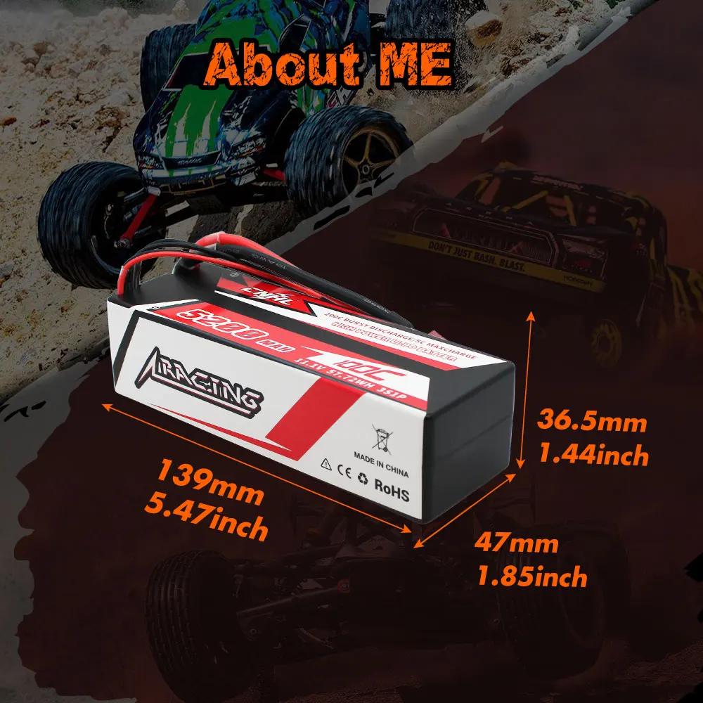 CNHL Lipo Battery 3S 4S 5200mAh 11.1V 14.8V 100C Hard Case With T Plug For RC Car Boat Helicopter Truck Truggy Traxxas