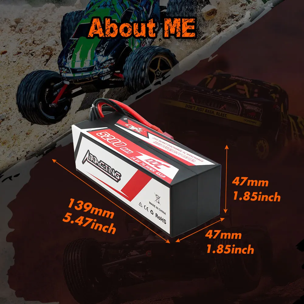 CNHL Lipo Battery 3S 4S 5200mAh 11.1V 14.8V 100C Hard Case With T Plug For RC Car Boat Helicopter Truck Truggy Traxxas