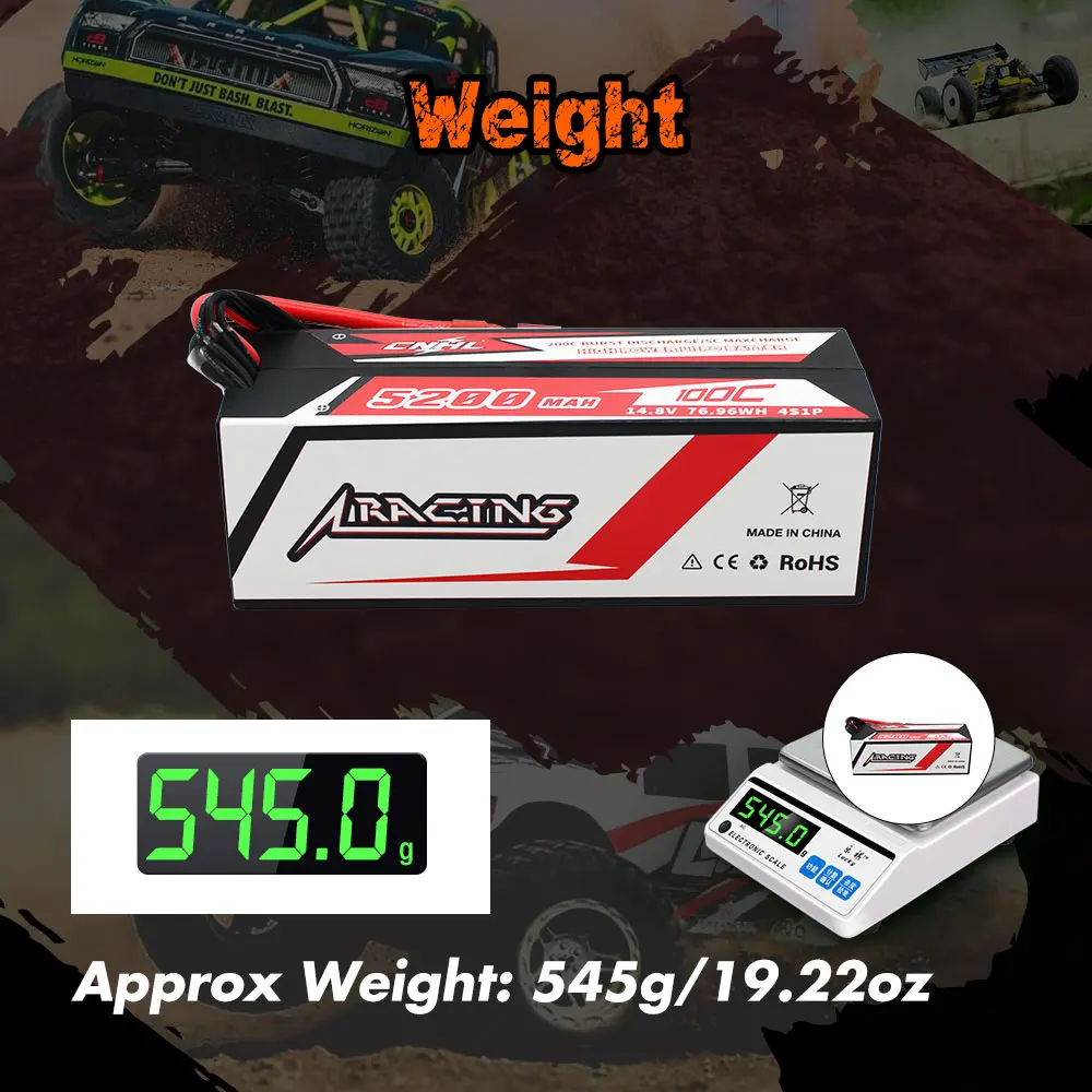 CNHL Lipo Battery 3S 4S 5200mAh 11.1V 14.8V 100C Hard Case With T Plug For RC Car Boat Helicopter Truck Truggy Traxxas