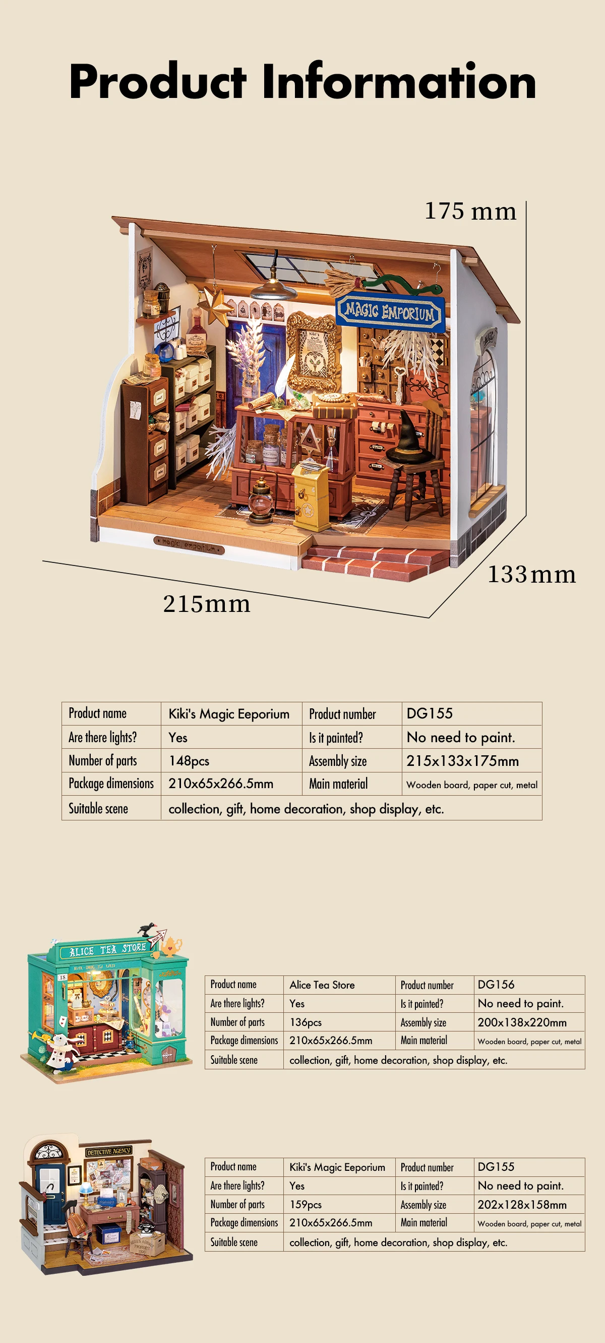 Robotime Rolife DIY Mystery Archives Bureau Decorative Ornament Kids Adult Miniature Fantasy Magic Doll House Wooden Kit Toy