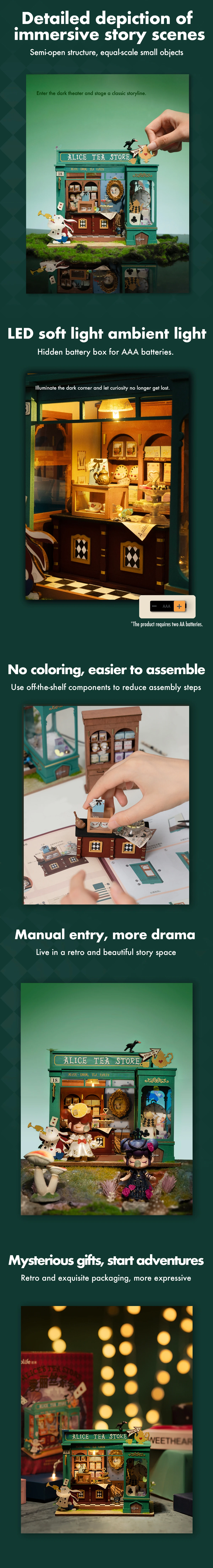 Robotime Rolife DIY Mystery Archives Bureau Decorative Ornament Kids Adult Miniature Fantasy Magic Doll House Wooden Kit Toy