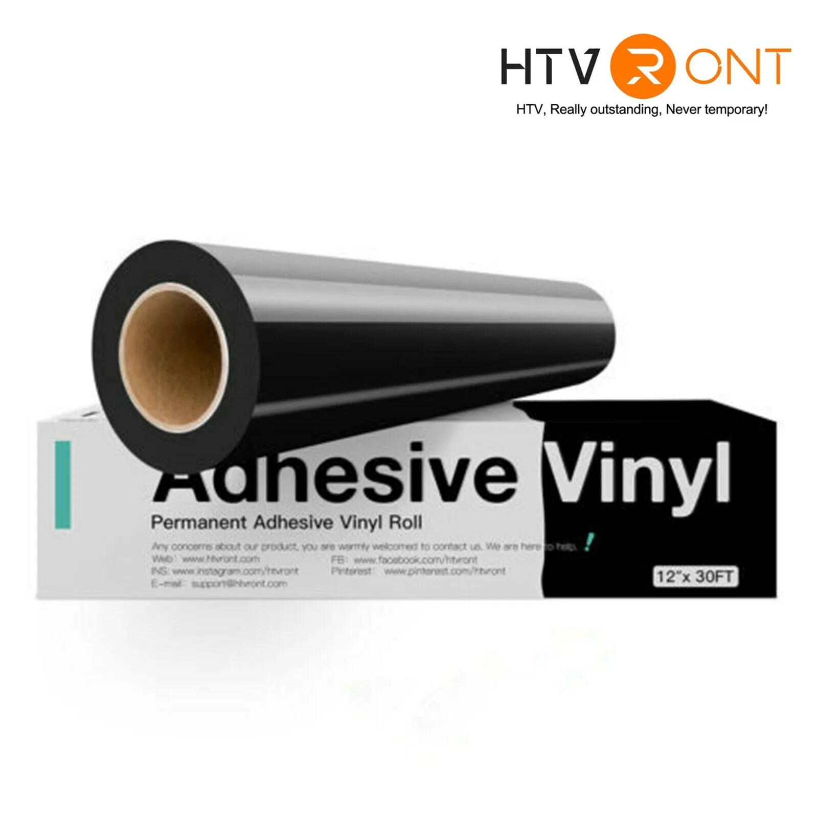 HTVRONT 12"X30ft/30x900cm Glossy Permanent Adhesive Vinyl Roll for Cricut Craft Cutter DIY Cup Glass Phone Case Decor Stickers