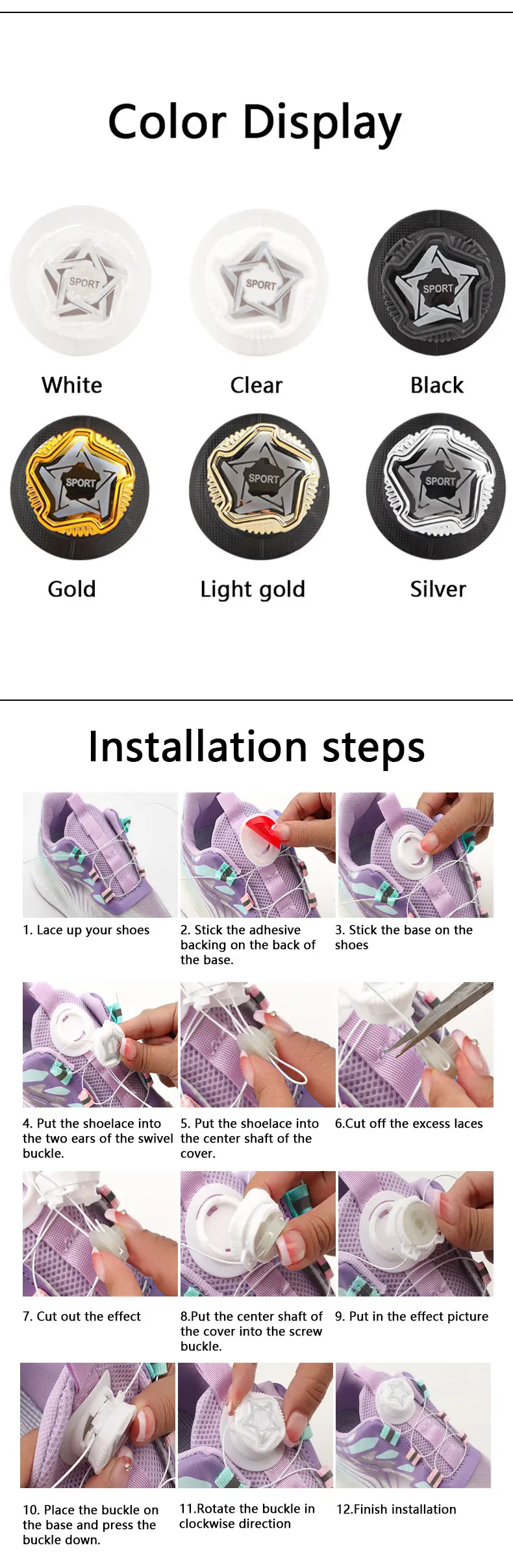 1Pair Swivel Buckle Laces Sneakers Boots Automatic Shoelaces Without ties Adults Kids No Tie Shoe laces Shoes Accessories