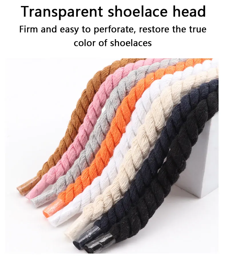 1Pair Round Shoelaces Colorful 1CM Thicker Cotton Shoelace Running Sneakers Laces 100/120/140/160CM Boots Shoe laces Shoes