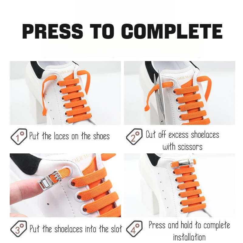 1Pair Magnetic Lock Shoelaces without ties Flat Elastic Laces Sneakers Boots No Tie Shoelace Rubber Bands for Shoe Accessories