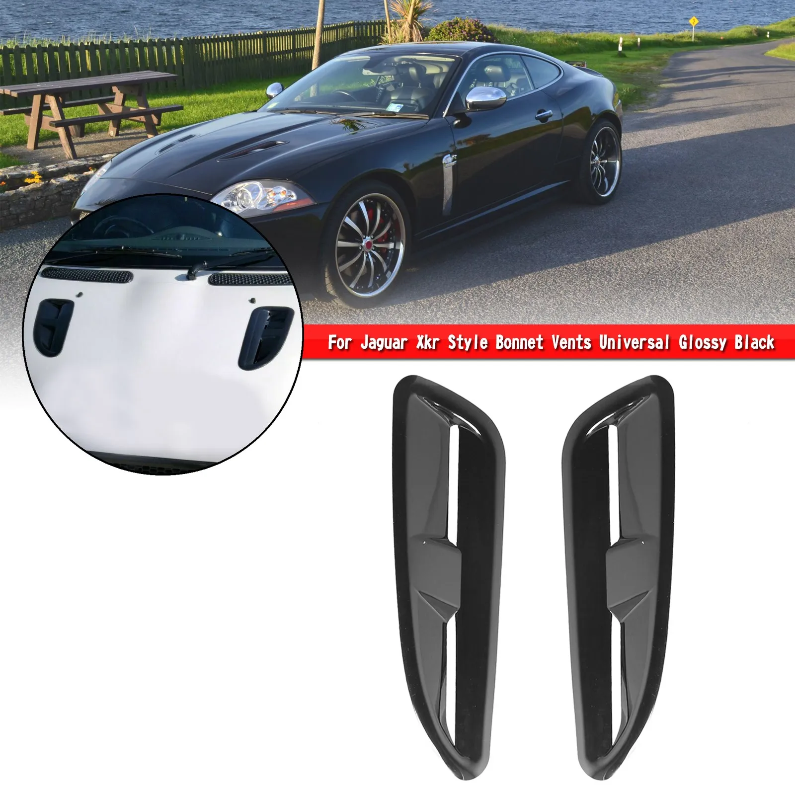 Areyourshop ABS Plastic Bonnet Vents Gloss Black Finish For Jaguar Xkr Style Rs Vxr For Ford For Bmw Car Auto Parts