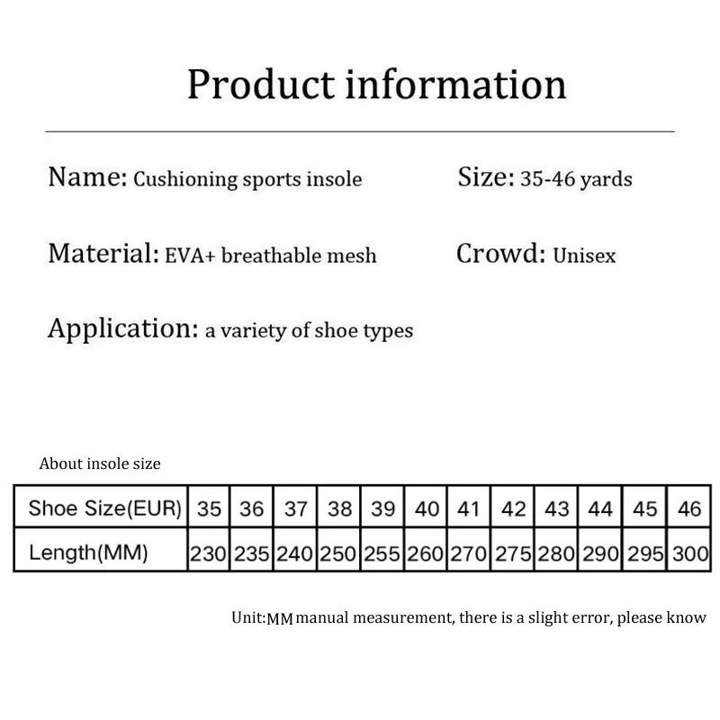 Sport Insoles for Shoes Men Women Soft Memory Foam Running Insole Comfortable Breathable Shoe Pads Shock Absorption Shoe Sole