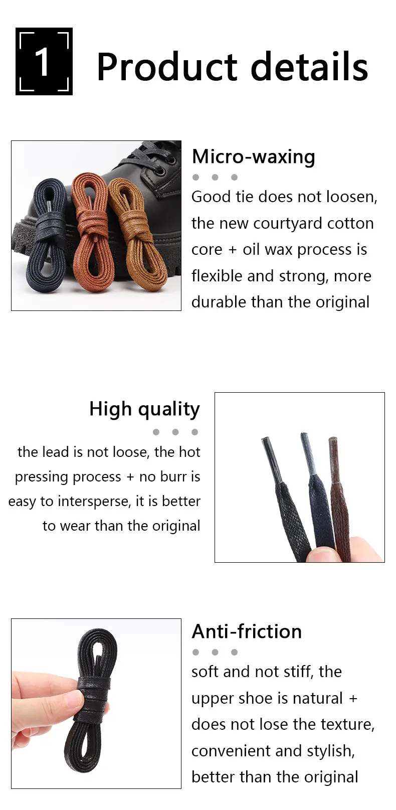 Cotton Waxed Shoelaces Flat Shoe laces Oxford Boots Laces for Shoes Waterproof Leather Shoelace 60/80/100/120/140/180cm 1Pair
