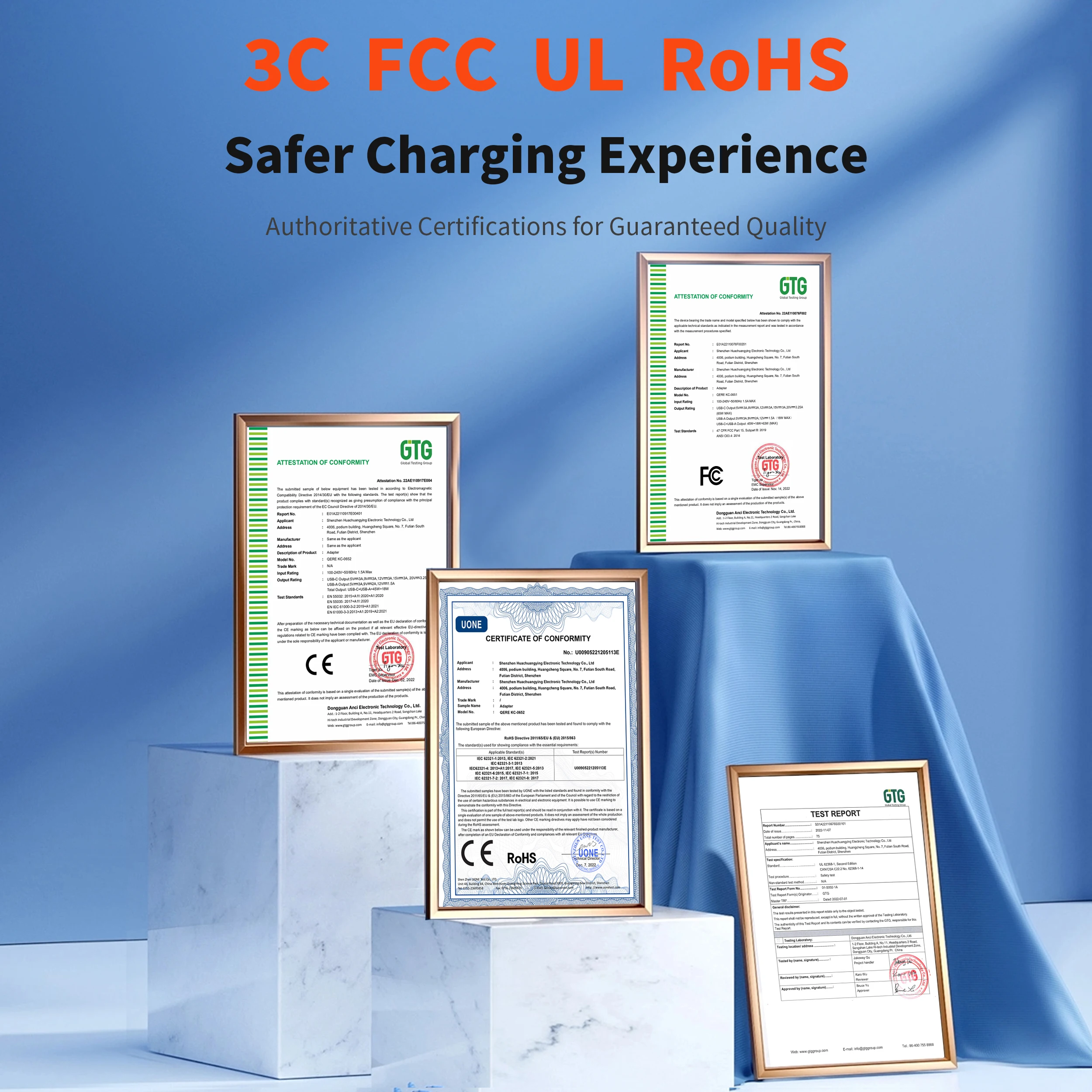 QERE Fast Charger PD 65W GaN Phone Universal Adapters EU Plug Safe Type C USB Intelligent Lightning Fast Charging Mini Portable