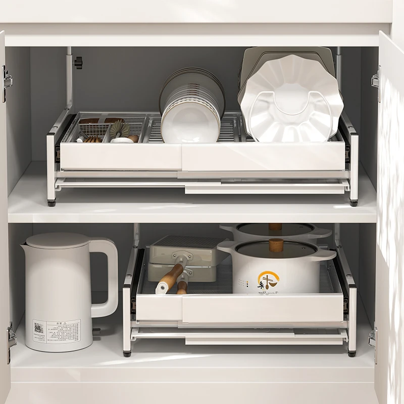Pull out Cabinet Organizer, Expandable(13"-22.8") under sink organizer Heavy Duty Slide out Drawers for Pots and Pans