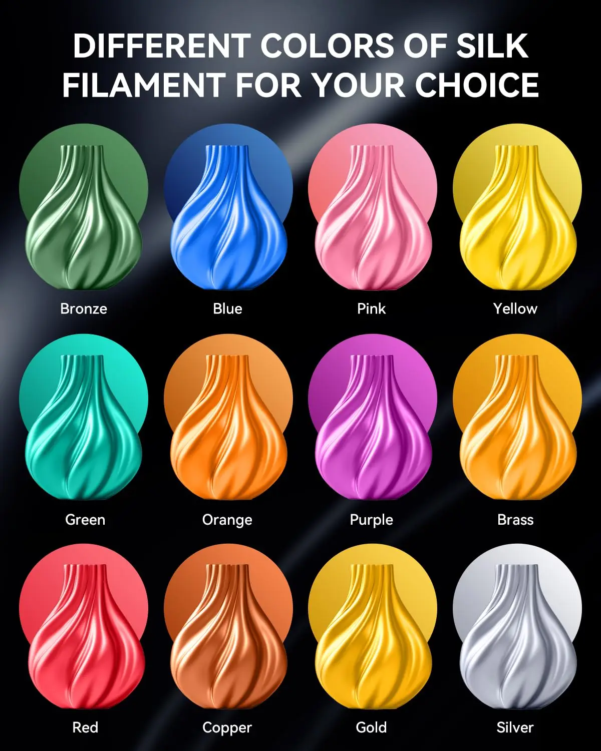 SUNLU SILK 3D Printing Filament 1.75MM +/-0.02MM 1KG Close To Silk Effect Smooth And Delicate More Tenacity Than PLA And PLAPLUS