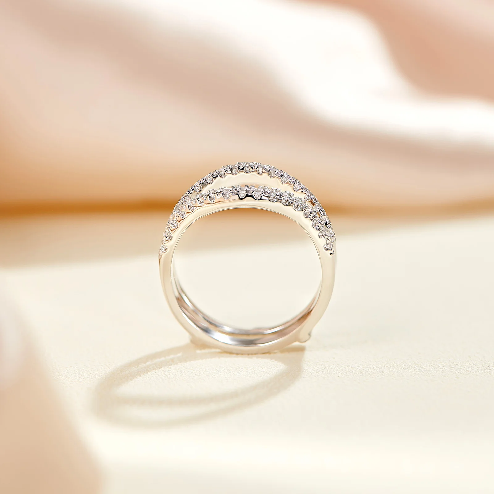 Newshe Women's Ring Enhancers Curved Guard Engagement Wedding Band 925 Sterling Silver Cubic Zirconia Fine Jewelry Size 5-10