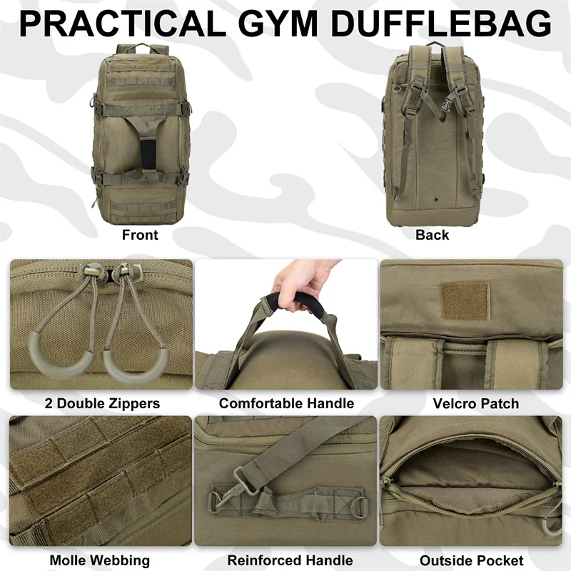 LQARMY 25L Travel Backpack Military MOLLE Duffel Bag Army Rucksacks Outdoor Waterproof Sports Backpacks Luggage Hiking Gym Bag