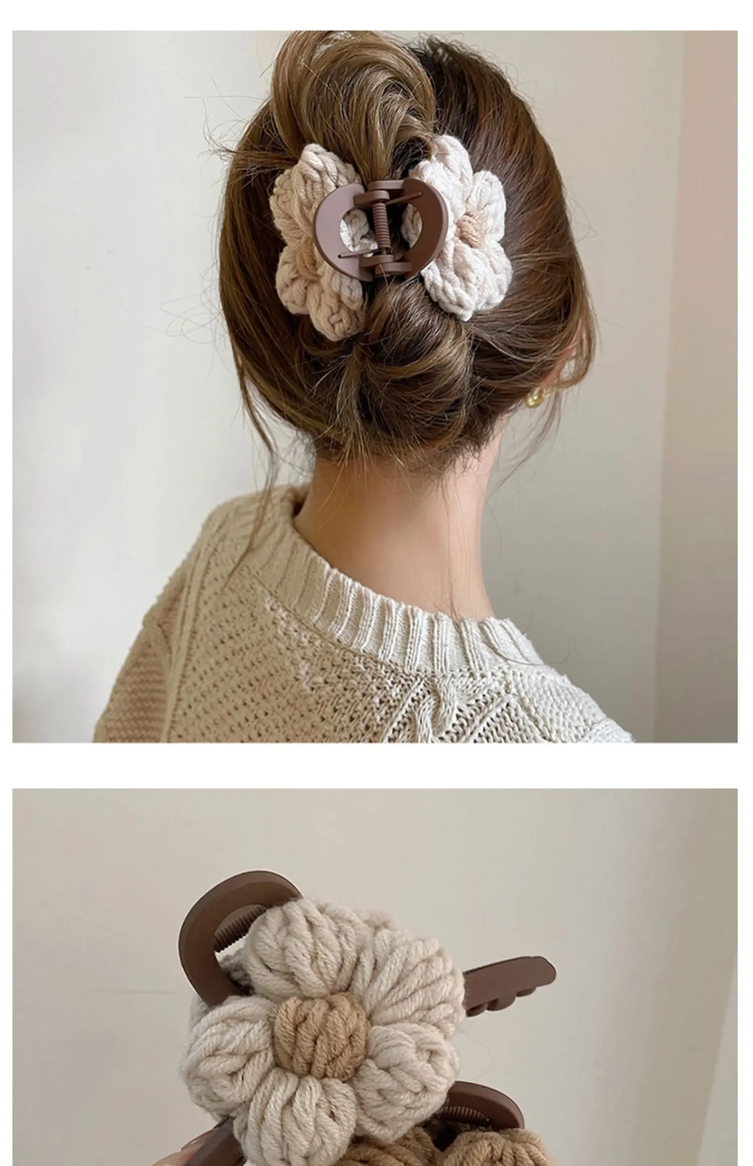 New Fashion Woolen Flower Hair Claw For Woman Elegant Hair Clips Barrette Crab Headband Ponytail Headwear Hair Accessories