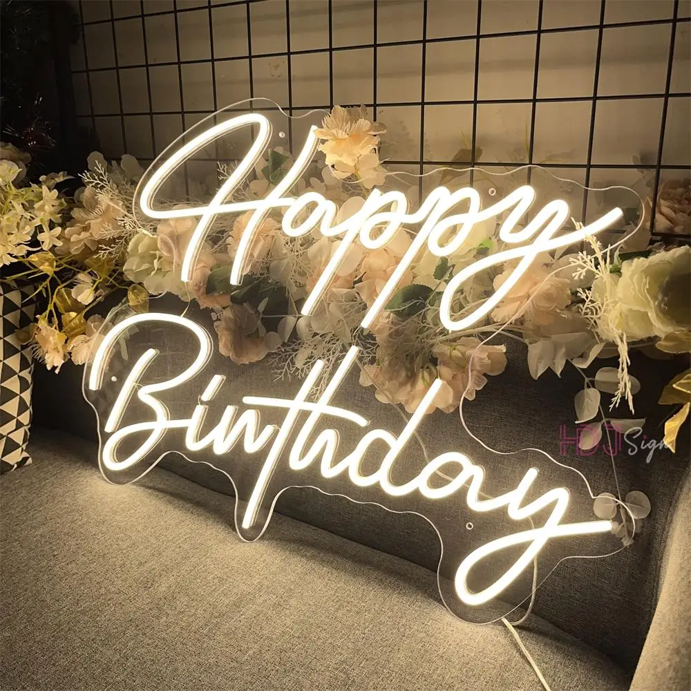 72cm Happy Birthday Neon Sign Party Decor Birthday Gifts Large Size Led Neon Lights Room Bedroom Decor Wall Art Neon Led Signs