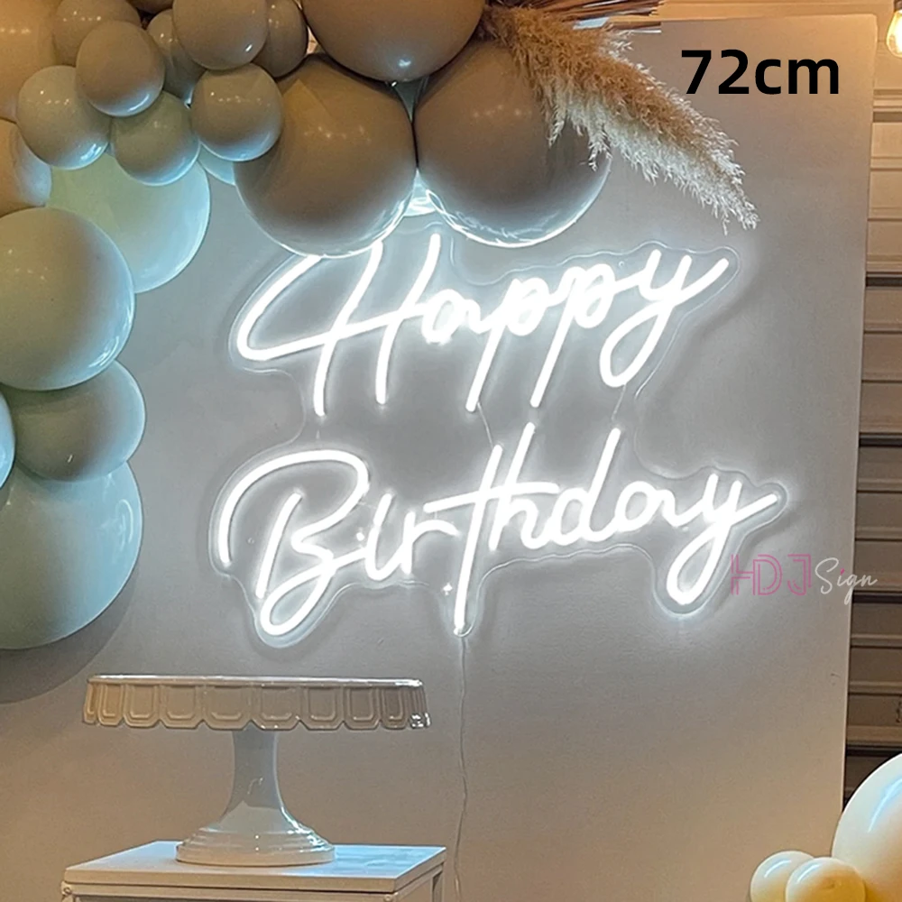 72cm Happy Birthday Neon Sign Party Decor Birthday Gifts Large Size Led Neon Lights Room Bedroom Decor Wall Art Neon Led Signs