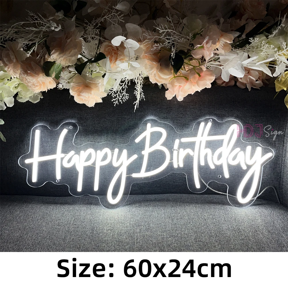 72cm Happy Birthday Neon Sign Party Decor Birthday Gifts Large Size Led Neon Lights Room Bedroom Decor Wall Art Neon Led Signs