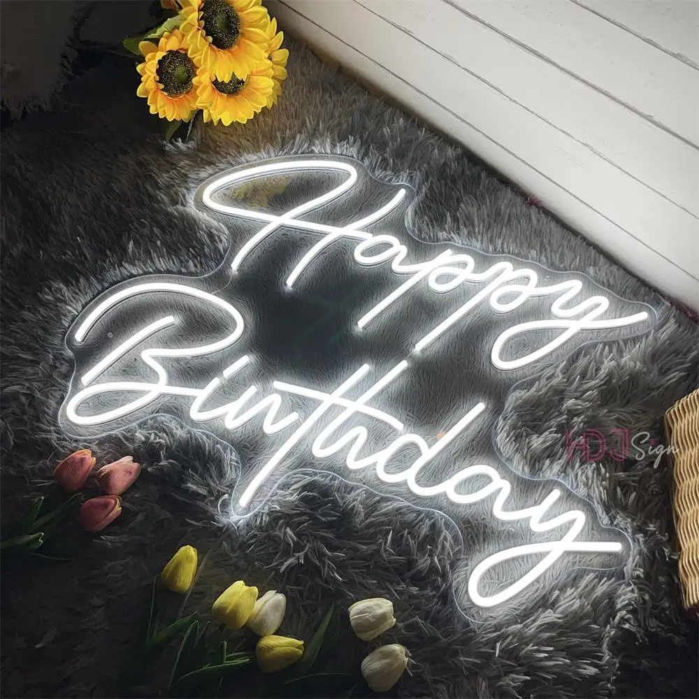 72cm Happy Birthday Neon Sign Party Decor Birthday Gifts Large Size Led Neon Lights Room Bedroom Decor Wall Art Neon Led Signs