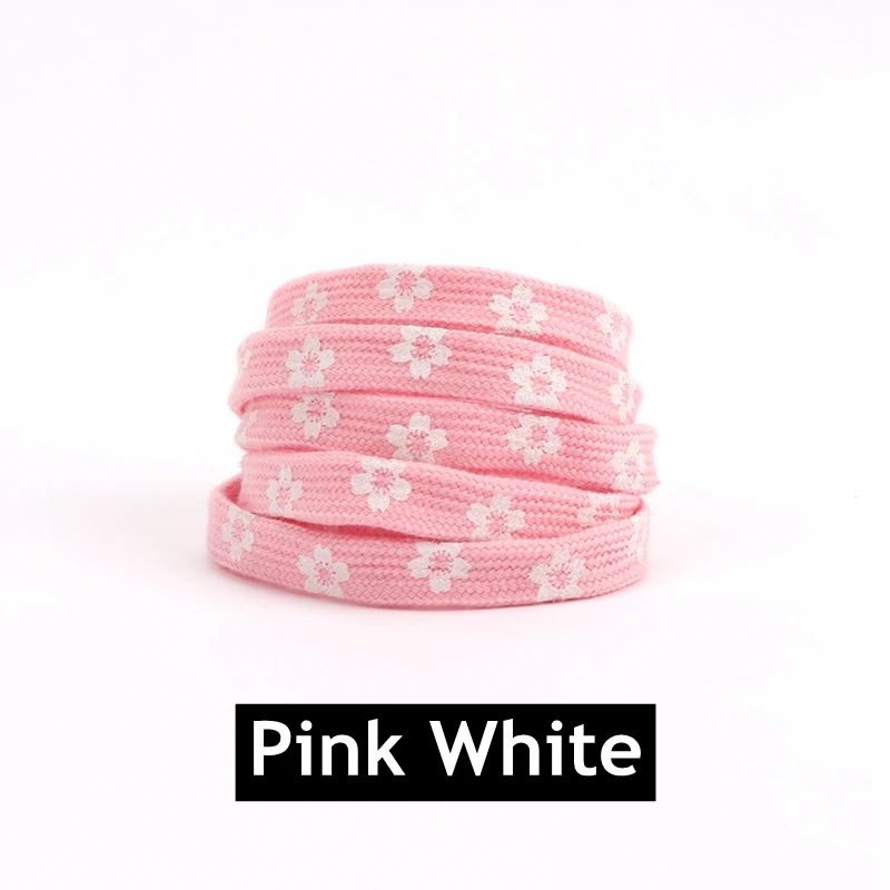New Sakura Shoelaces Flat Little Daisies Shoe laces High-top Canvas Sneakers Shoelace AF1 Laces Shoe Strings 100/120/140/160CM