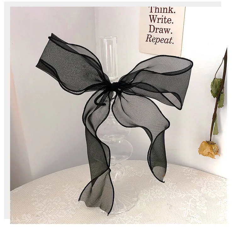 1PC Organza Streamers Elastic Hair Bands for Women Girls Bowknot Scrunchies Headband Hair Ties Ponytail Holder Hair Accessories