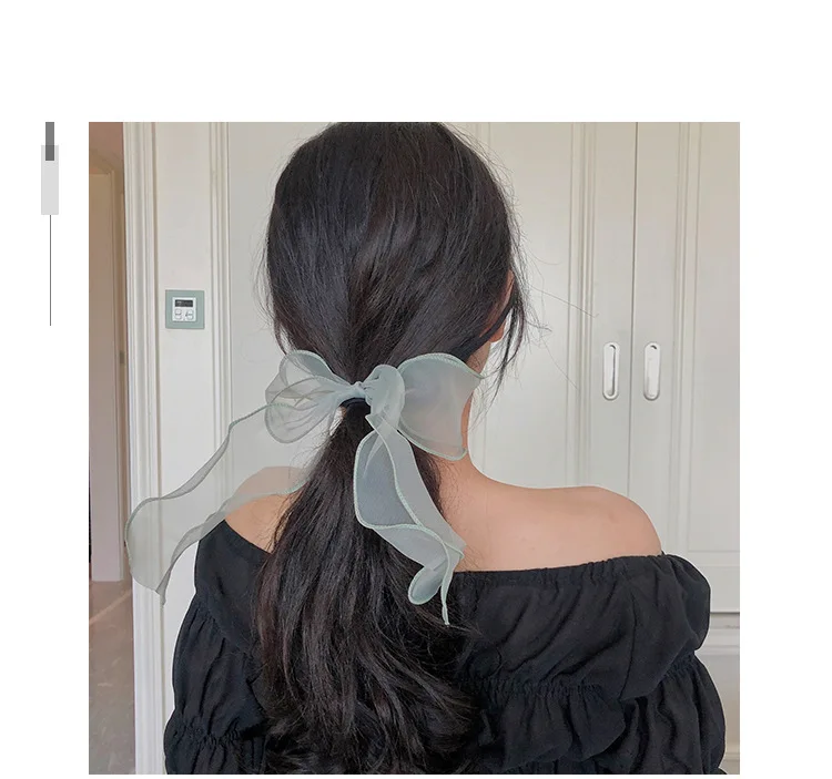 1PC Organza Streamers Elastic Hair Bands for Women Girls Bowknot Scrunchies Headband Hair Ties Ponytail Holder Hair Accessories