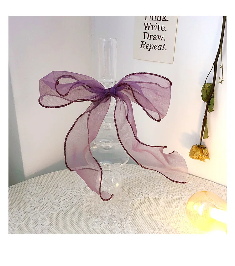 1PC Organza Streamers Elastic Hair Bands for Women Girls Bowknot Scrunchies Headband Hair Ties Ponytail Holder Hair Accessories