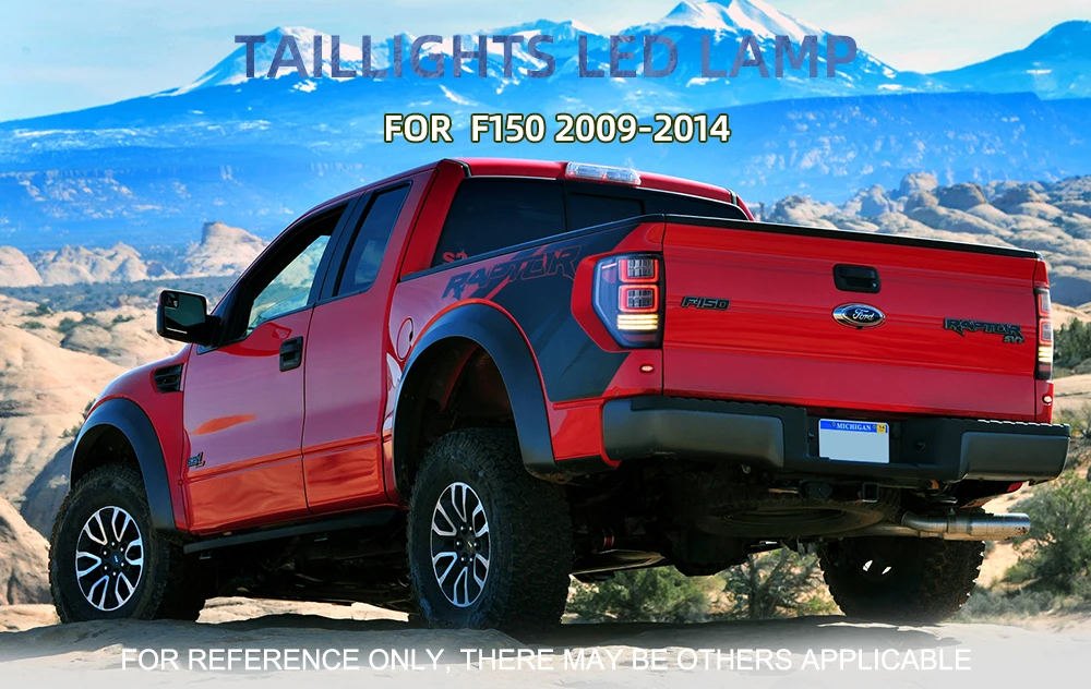 VLAND For 2009-2014 Ford F150 F-150 SVT Raptor Pickup Rear Tail Light Brake Lamps Elegant Black Frame Smoked Car Accessories
