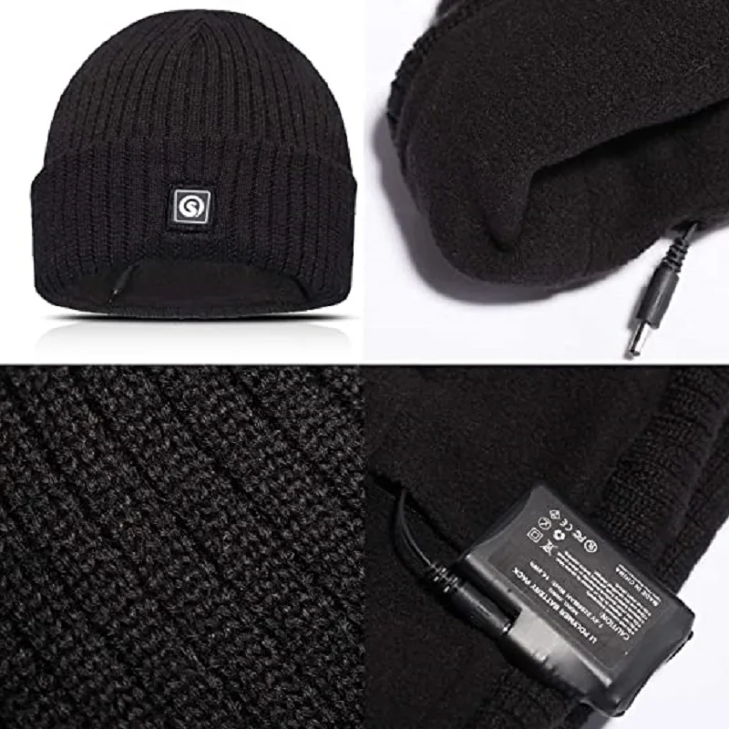 SNOW DEER-Rechargeable Heated Hat for Men Women, Cycling Caps, Electric Motorcycle Heating Cap, Snowboarding Accessories, Winter