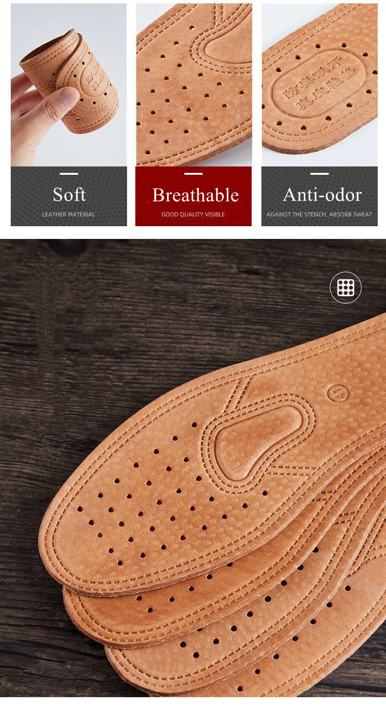 Genuine Leather Insole For Shoes Men Women Comfortable Deodorant Casual leather Insoles for Feet Quality Cowhide Flats Shoe Sole