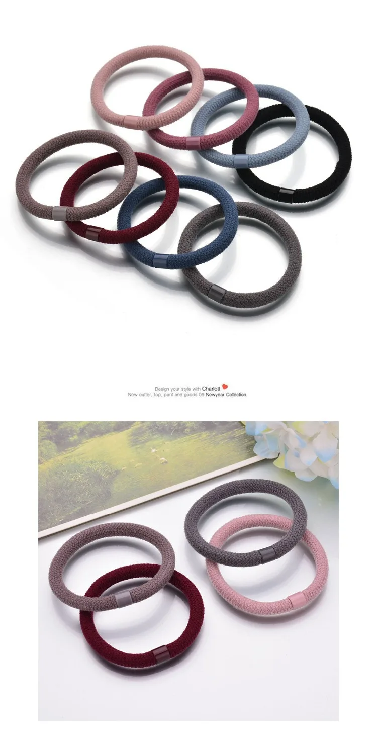 10pcs/lot For Women Elastic Hair Bands Simple Style HairTie Scrunchies Pure Color High Elastic Hair Rope Girls Hair Accessories