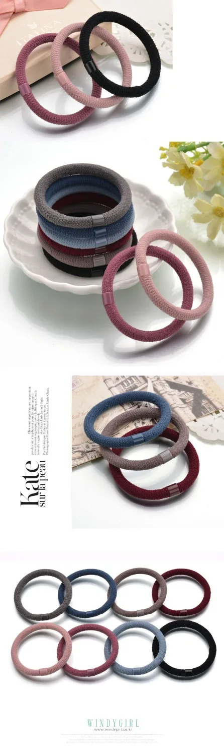 10pcs/lot For Women Elastic Hair Bands Simple Style HairTie Scrunchies Pure Color High Elastic Hair Rope Girls Hair Accessories