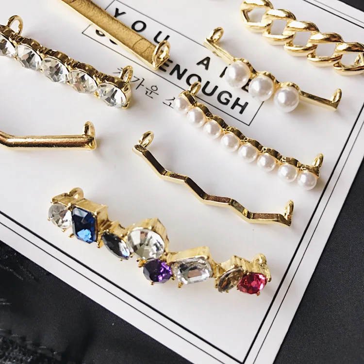 Sneakers Shoelaces Decoration Metal Shoelace Buckle DIY Shoes Accessories Women Girl Shiny Rhinestones Shoe laces Clips 1Pcs