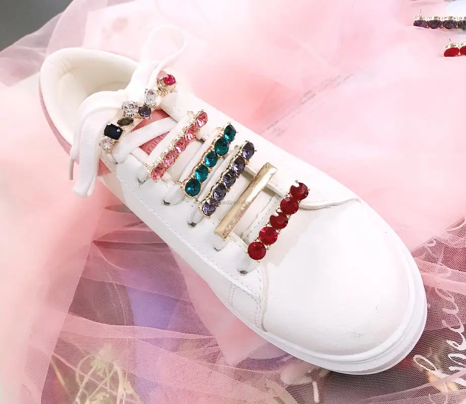 Sneakers Shoelaces Decoration Metal Shoelace Buckle DIY Shoes Accessories Women Girl Shiny Rhinestones Shoe laces Clips 1Pcs