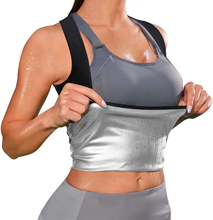 Sauna Shirt for Women Sauna Short Sleeve Sweat Vest Weight Loss Sauna Suit Training Slimming Body Shaper Workout Heat Trapping