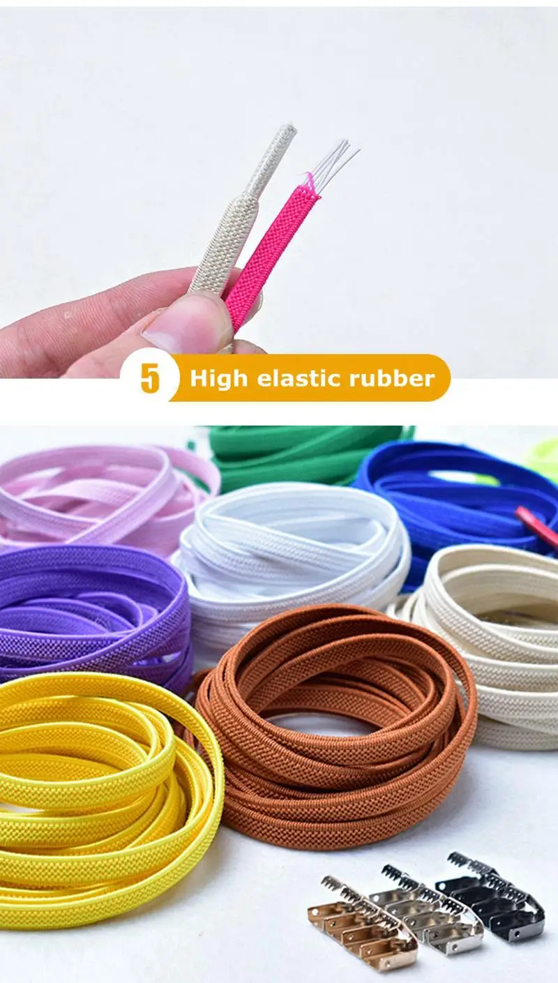 1Pair No Tie Shoe laces Elastic Shoelaces Outdoor Leisure Sneakers Quick Safety Flat Shoelace Kids And Adult Unisex Lazy laces
