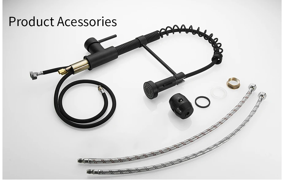 Kitchen Faucets Black Stainless Steel Faucets for Kitchen Sink Pull Out Spring Spout Mixers Tap Hot Cold Water Crane 866053R