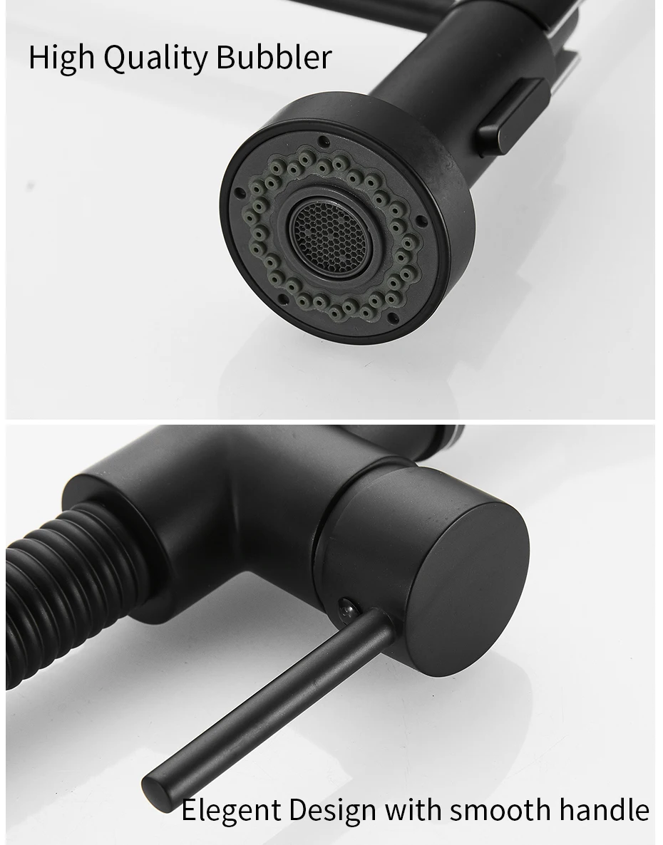 Kitchen Faucets Black Stainless Steel Faucets for Kitchen Sink Pull Out Spring Spout Mixers Tap Hot Cold Water Crane 866053R