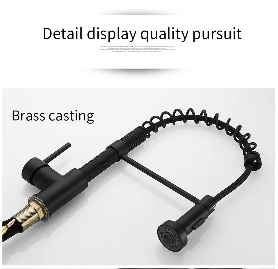 Kitchen Faucets Black Stainless Steel Faucets for Kitchen Sink Pull Out Spring Spout Mixers Tap Hot Cold Water Crane 866053R