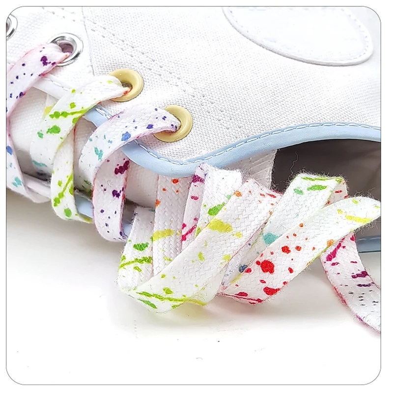 ink Splatter Shoelaces for Sneakers Quality Fabric Shoelace Fashion 0.8cm Flats Rainbow Laces 100/120/140/160CM Shoe Accessories