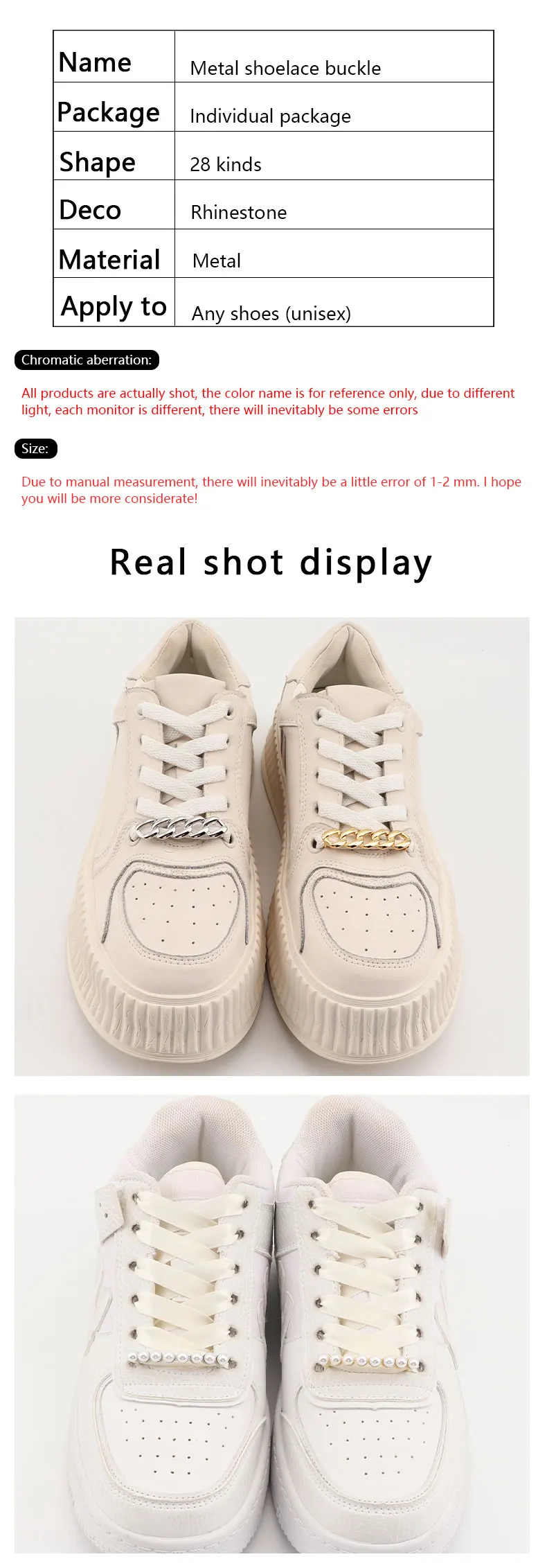 Fashion Metal Shoe Charms Luxury Diamond Pearl Sneaker Charms Gold Silver Shoe decoration DIY Shoelaces Buckles Shoes Accesories