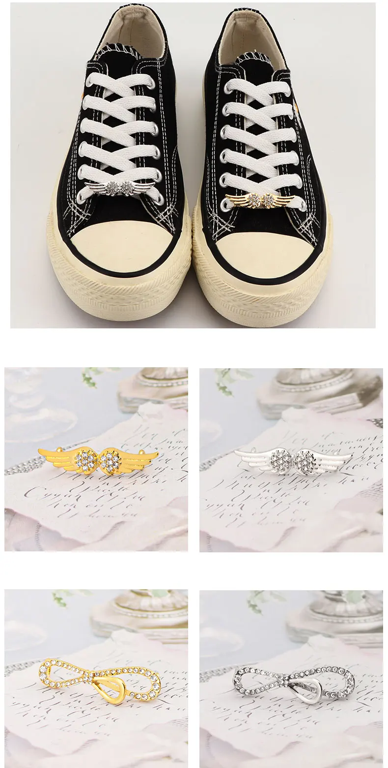 Fashion Metal Shoe Charms Luxury Diamond Pearl Sneaker Charms Gold Silver Shoe decoration DIY Shoelaces Buckles Shoes Accesories