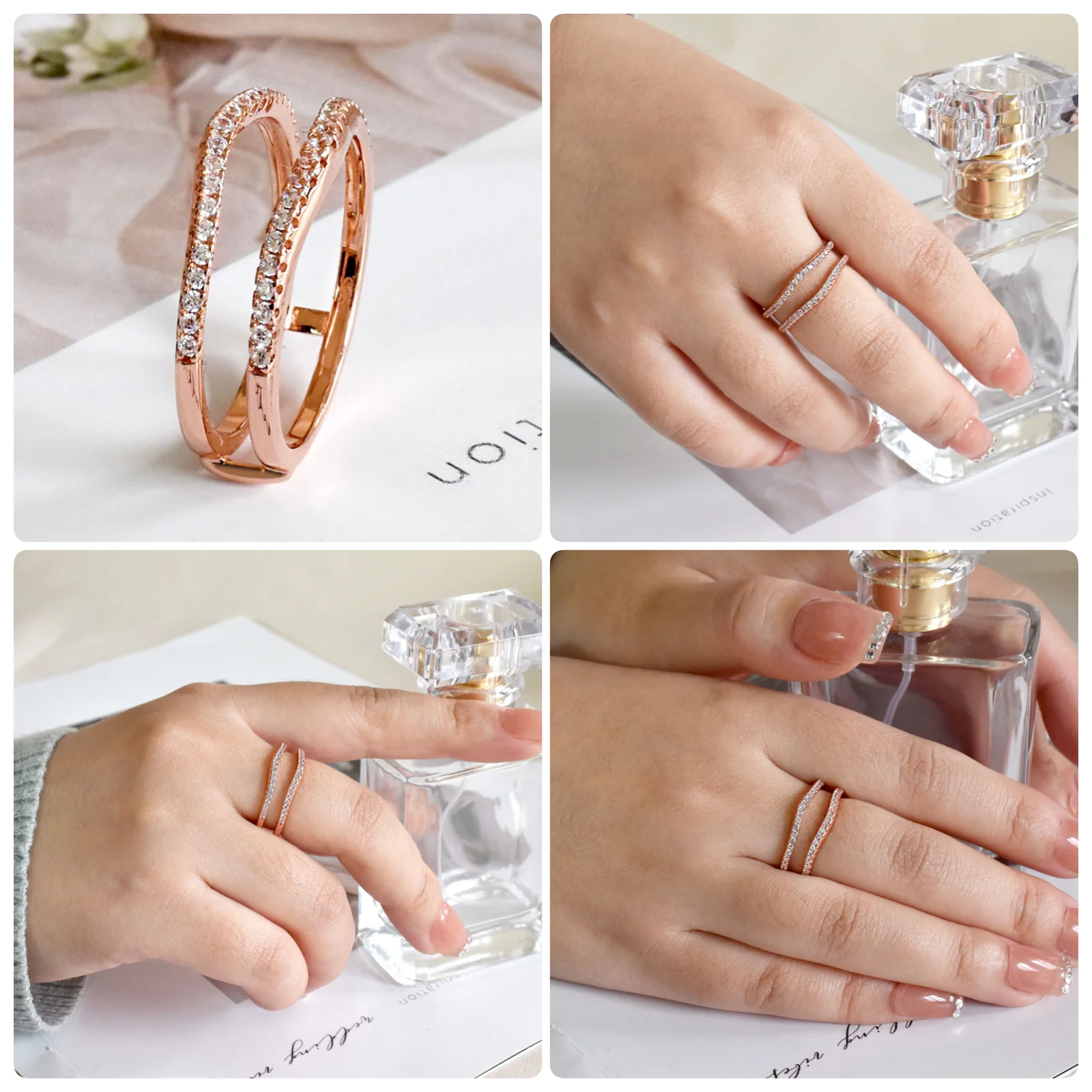 Newshe 925 Sterling Silver Cubic Zircon Curved Wedding Bands for Women Engagement Ring Enhancer Guard Size 4-13