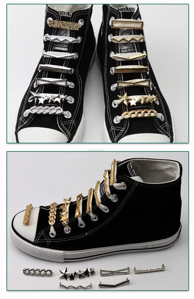 Simple Metal Shoe Charms Fashion Gold silver Sneaker Charms Girl Gift Shoe decoration DIY Shoelaces Buckles Shoes Accesories