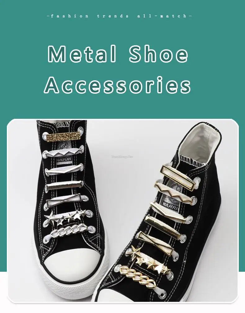 Simple Metal Shoe Charms Fashion Gold silver Sneaker Charms Girl Gift Shoe decoration DIY Shoelaces Buckles Shoes Accesories